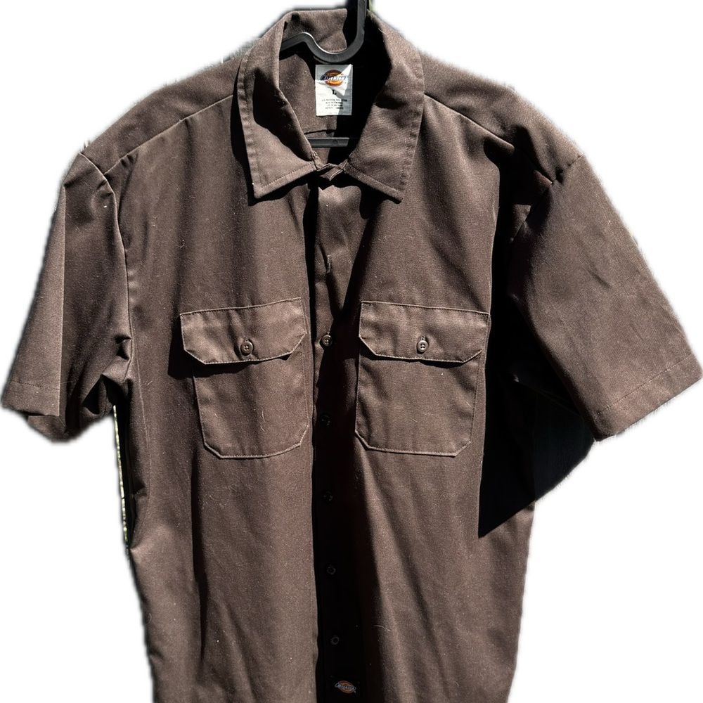 Brown Short Sleeve Button-Up Shirt